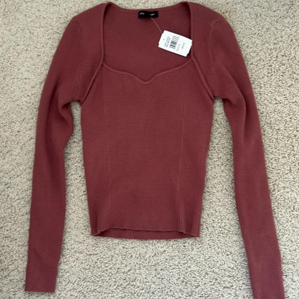 Ribbed Long Sleeve Top in Mauve